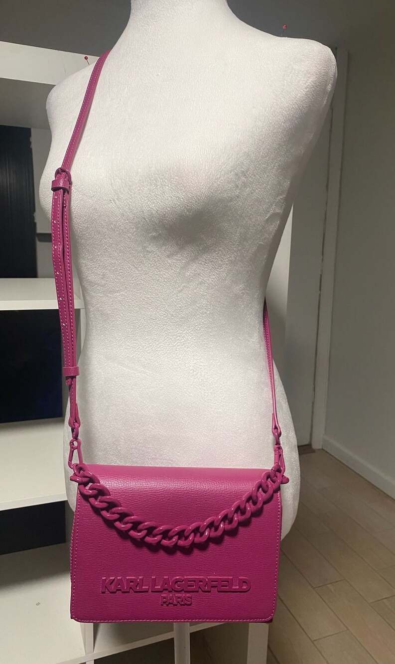 Karl Lagerfeld Paris Simone Crossbody Pink Leather Handbag